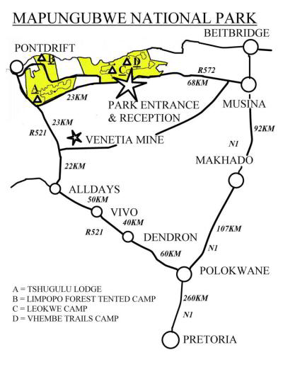 Mapungubwe National Park Road Map Mapungubwe National Park Road Map